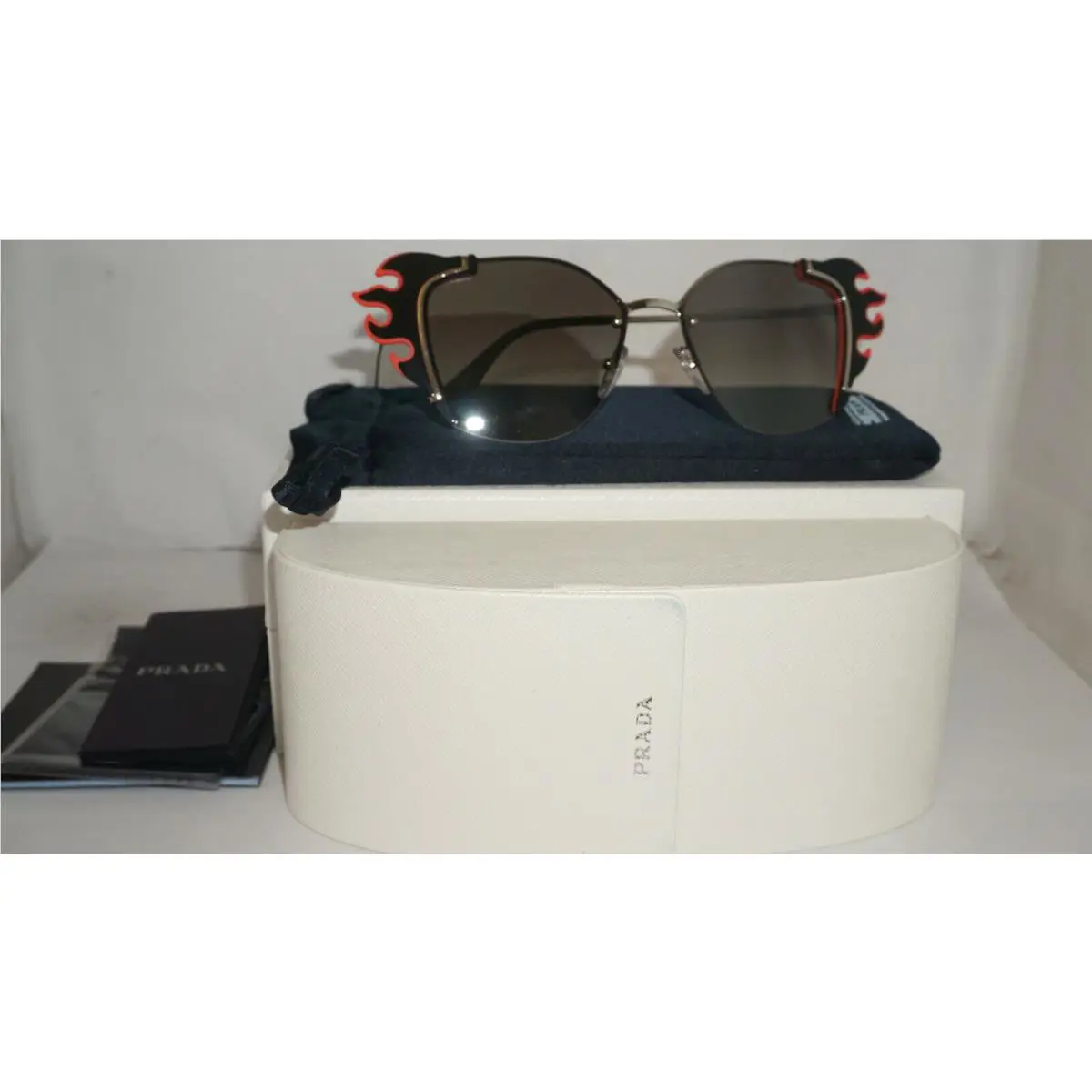 Prada Sunlgasses Silver Black Red Gradient Grey Mirror PR 59VS 4275O0 64 140