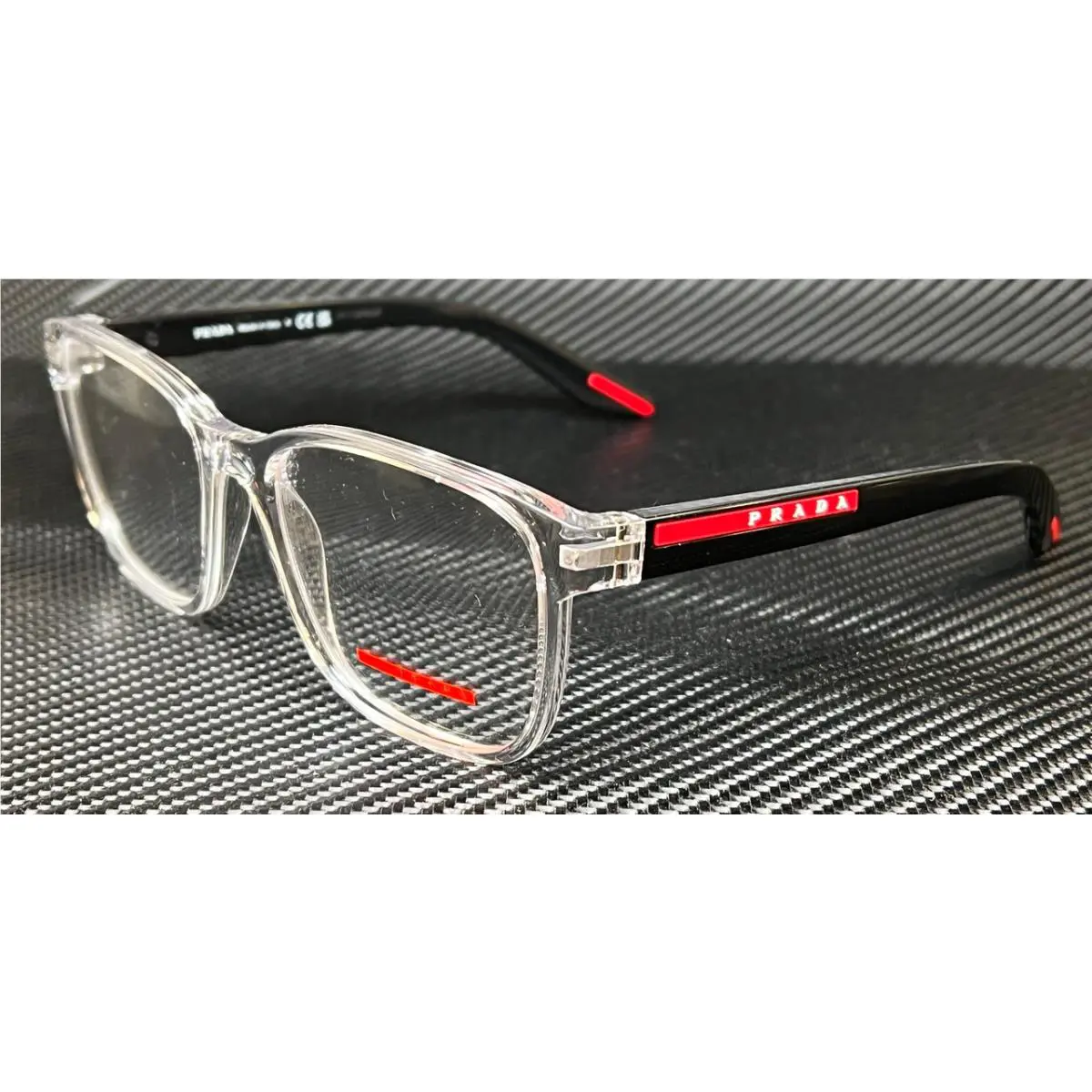 Prada Linea Rossa PS 06PV 2AZ1O1 Crystal Men`s 57 mm Eyeglasses