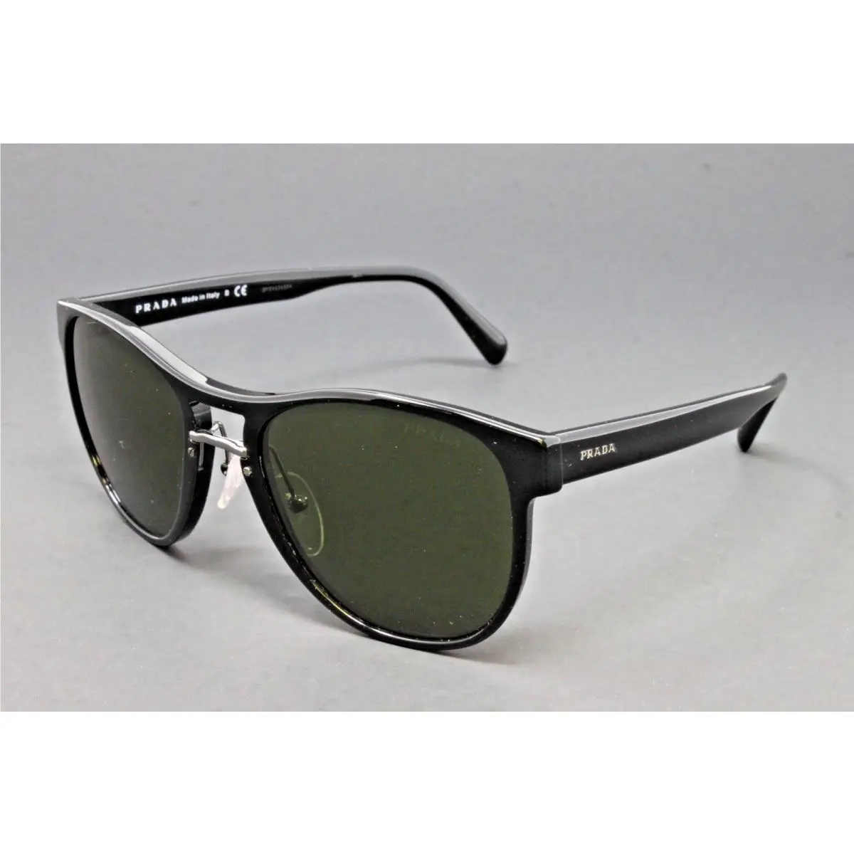 Prada PR09US Color 1AB1I0 Black 55mm Men`s Sunglasses Pilot Green Lens