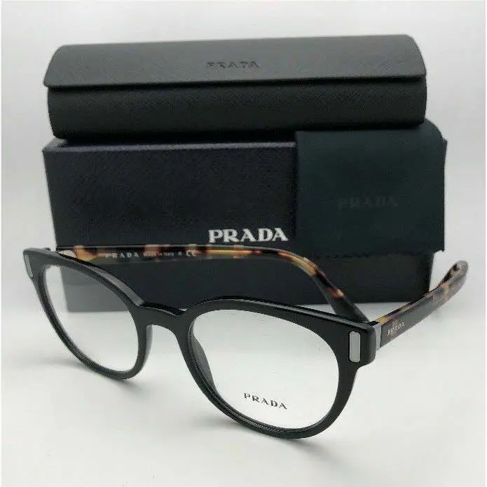 Prada Eyeglasses Vpr 06T 1AB-1O1 50-20 135 Black Tortoise Frames w/ Clear