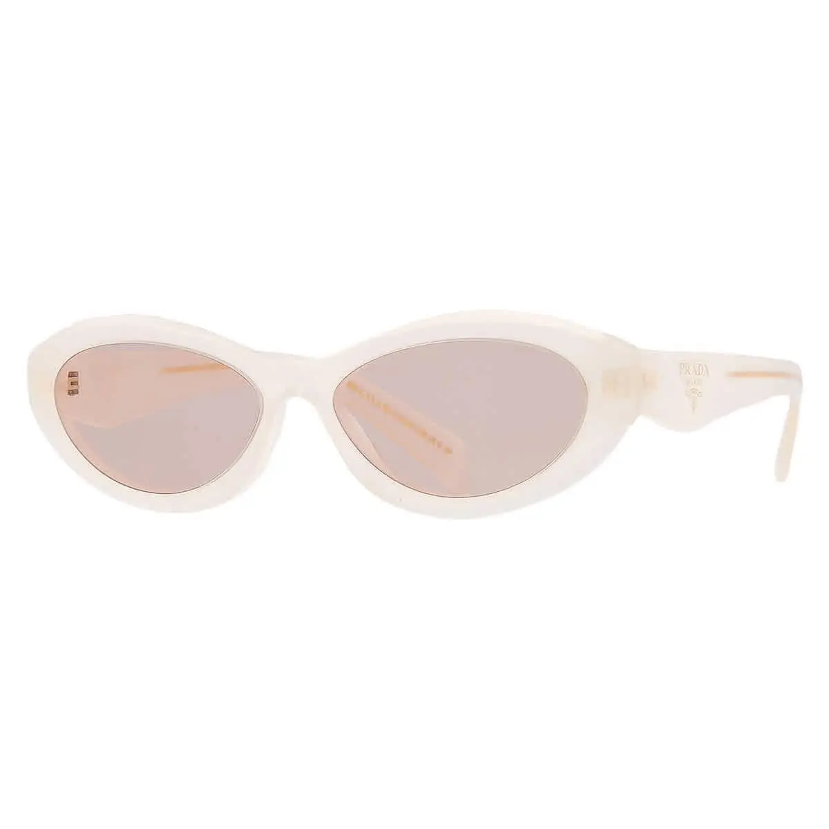 Prada Light Brown Oval Ladies Sunglasses PR 26ZS 12V4I2 55 PR 26ZS 12V4I2 55