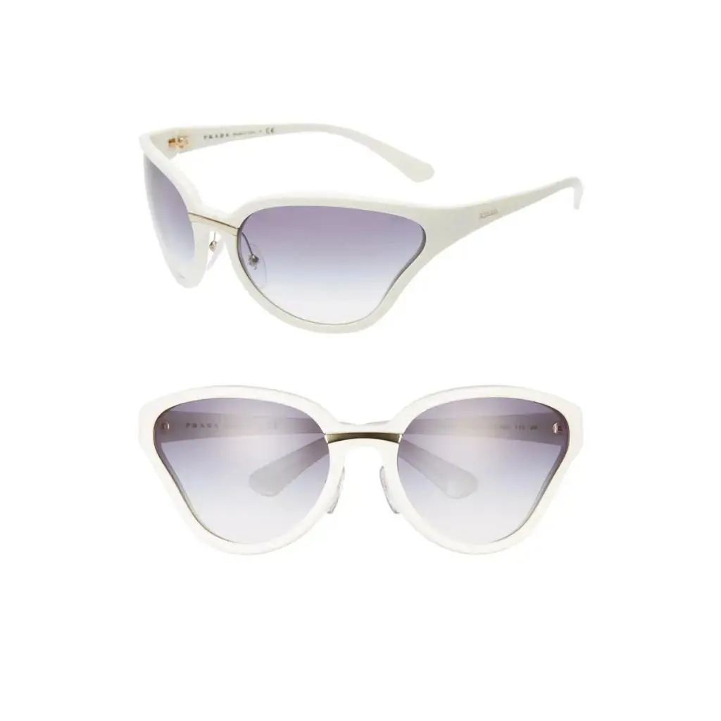 Prada 68mm Oversize Wrap Butterfly Sunglasses in White/grey Gradient