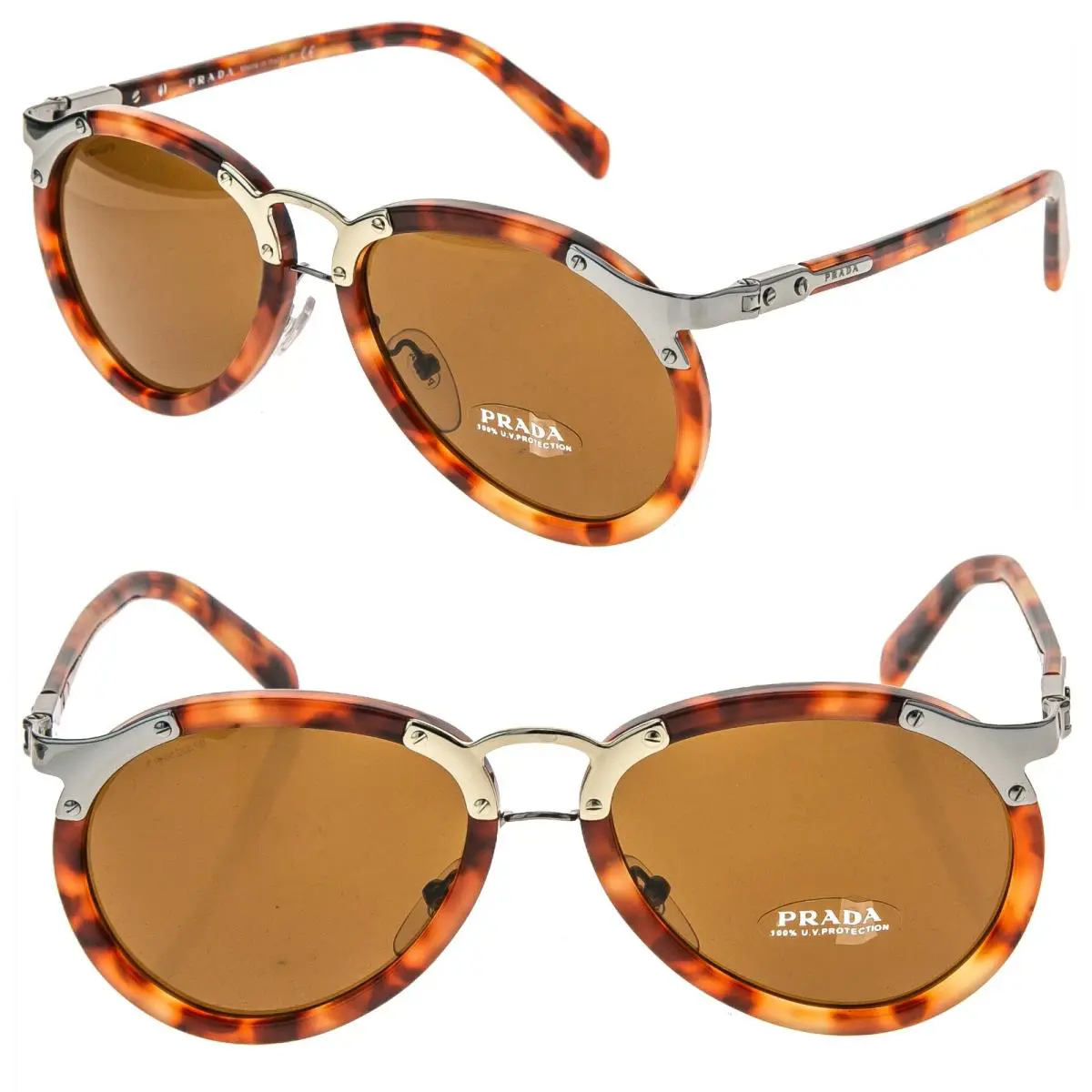 Prada 01T Wanderer Aviator PR01TS Red Brown Havana Runway Sunglasses Unisex 01TS