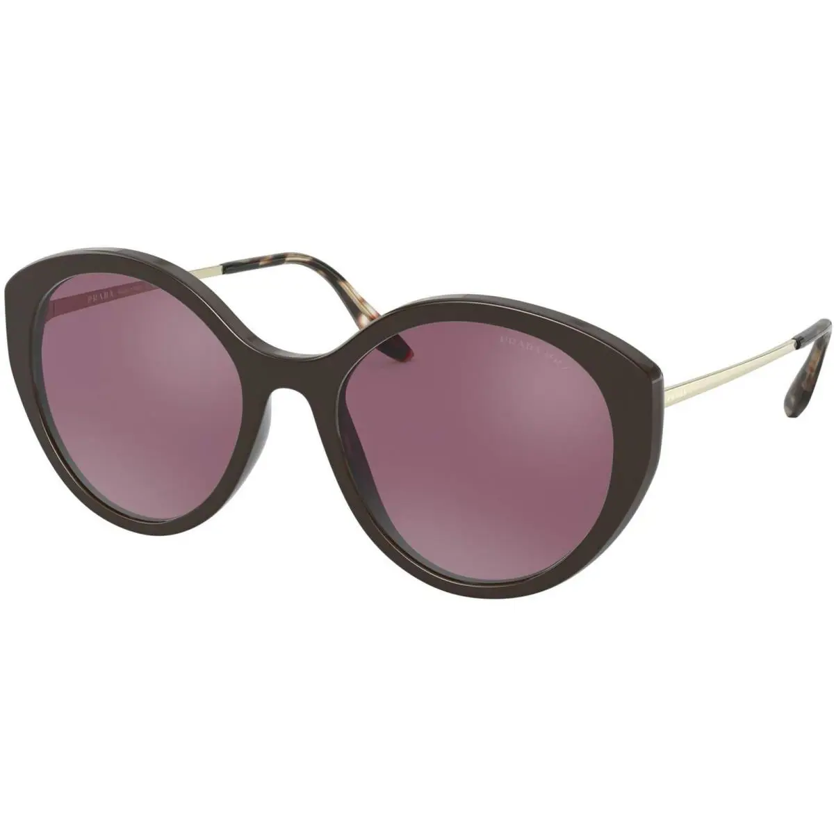 Sunglasses PR18XS DHO04C 55mm Brown / Polarizd Pink Silver Mirror Lens by Prada