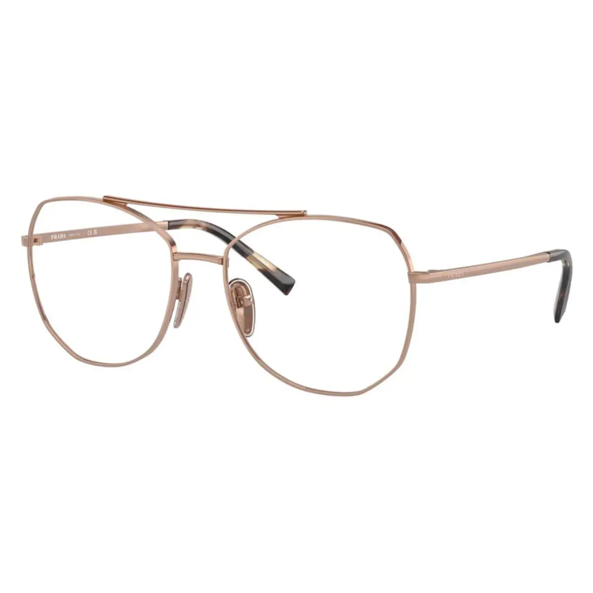 Prada Aviator Eyeglasses Vpr A58 ZVF-1O1 56-17 135 Shiny Rose Gold Frames