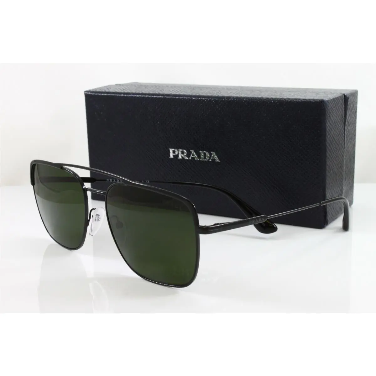 Prada Men`s Sunglasses PR53VS 1AB1I0 Black W/green Lens 59mm