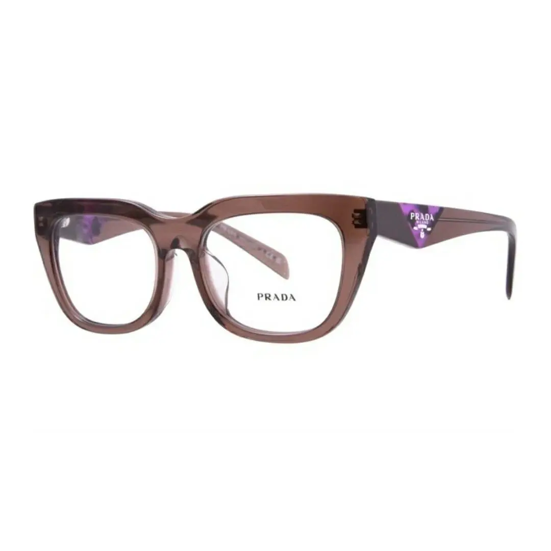 PR A06V 17O-1O1 Transparent Brown Frames Demo Lens 52 mm Eyeglasses by Prada
