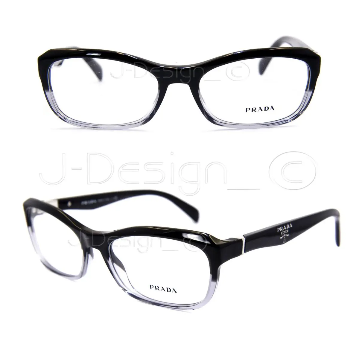 Prada VPR21O ZYY-1O1 Black Gradient Transparent 55/17/135 Eyeglasses Italy