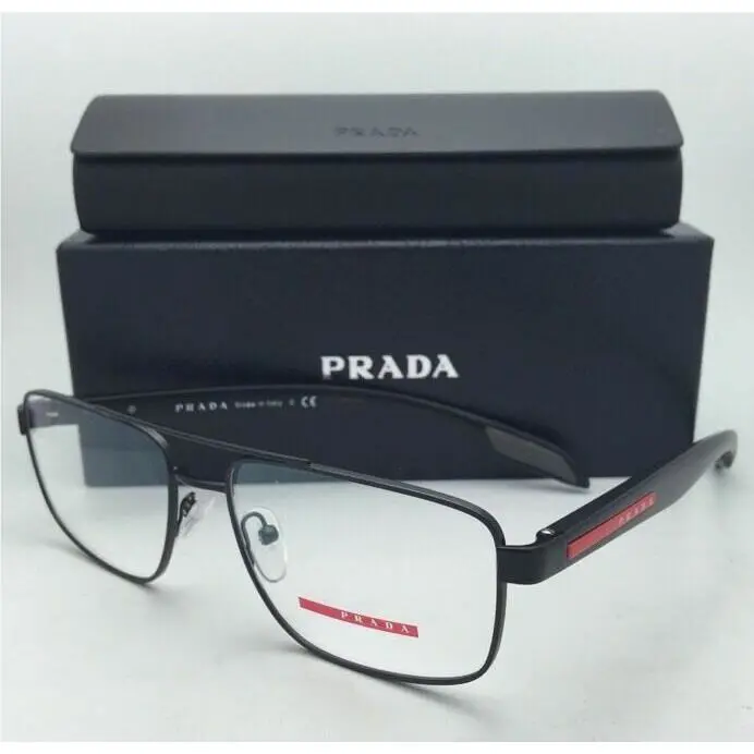 Prada Sport Eyeglasses Vps 56E 1BO-1O1 55-16 140 Aviator Black Red Frames