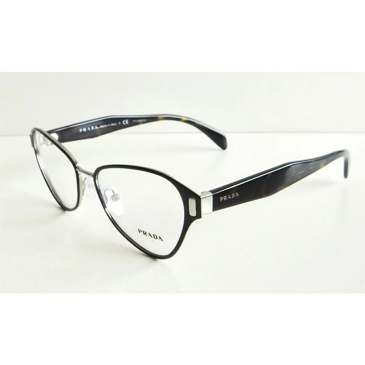 Prada Eyeglasses Vpr 58U 1AB-101 Black Tortoise Frames Clear Lens 53-17-140
