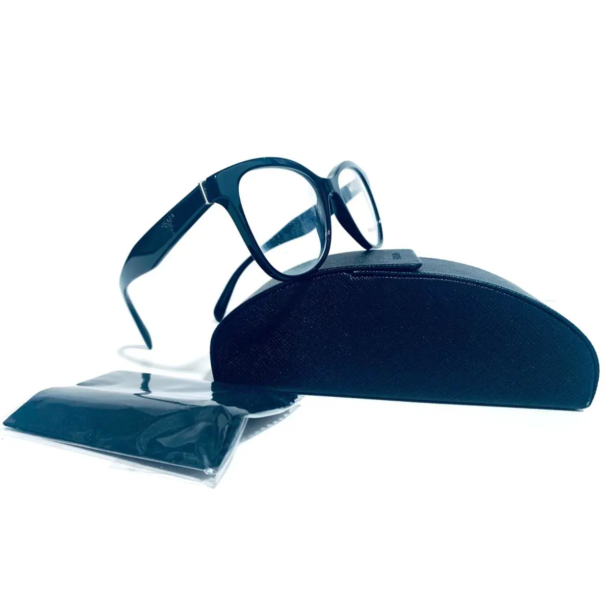 Prada Vpr 12T 1AB-1O1 Black Cat Eye RX Eyeglasses 51-17-140 MM Italy VPR12T