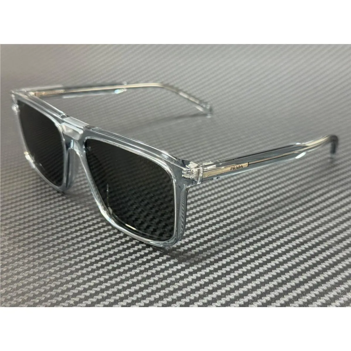 Prada PR A22S 19T175 Transparent Azure Grey Men`s 58 mm Sunglasses