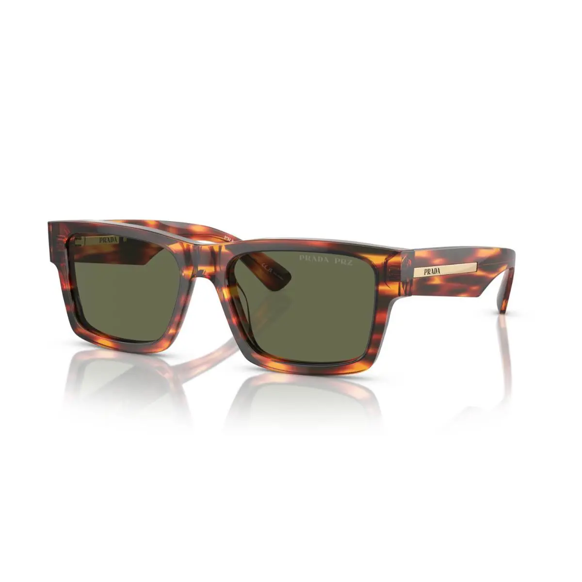 Prada PR 25ZS Striped Briar Tortoise/green Polarized 16S03R Sunglasses