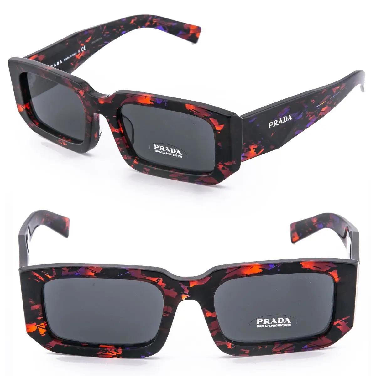 Prada 06Y Symbole Purple Red Floral Black Bold Triangle PR06YS Sunglasses 06YS