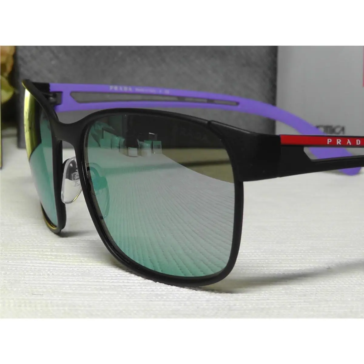 Prada Sps 52T DG0 Square Black Frame Grey Mirrored Lens Sunglasses 59 17 140