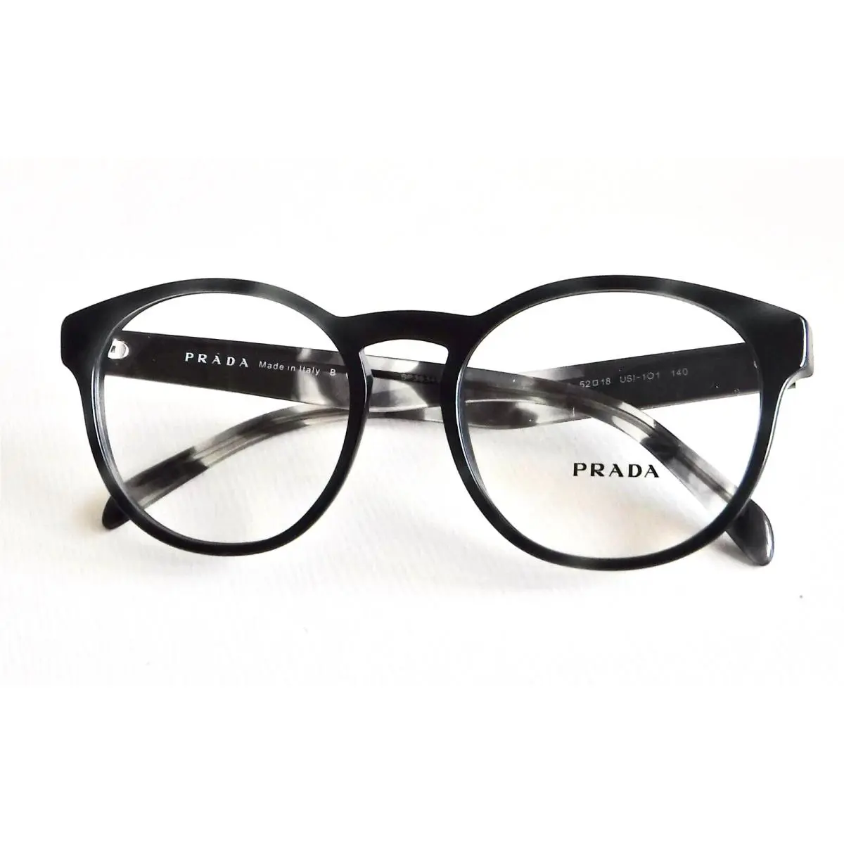 Prada Eyeglasses Vpr 16T USI-101 Black Tortoise Frames Clear Lens 52-18-140