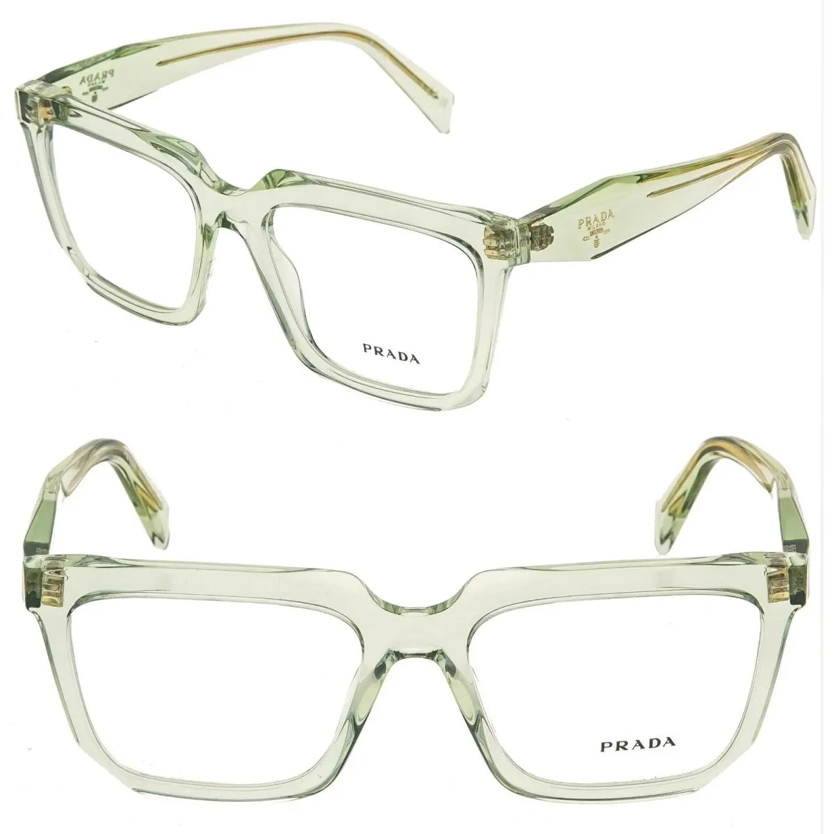 Prada Symbole PRA19V Crystal Green Triangle Logo Eyeglass Optical A19 54mm
