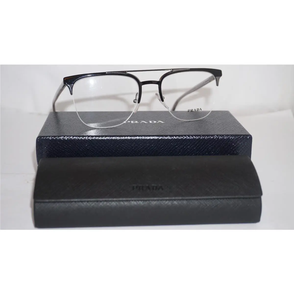 Prada Eyeglasses Black Half Rim Bridge VPR63U 1AB-1O1 54 19 145