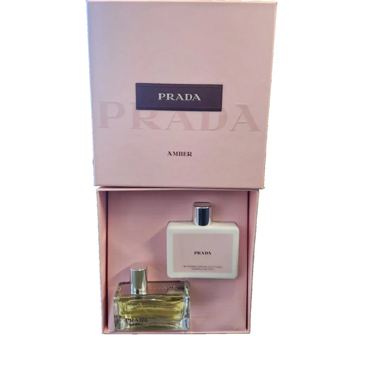 Prada Amber Gift Set Edp 1.7 oz 50 Ml+hydrating Body Lotion 100 ml 3.4 oz