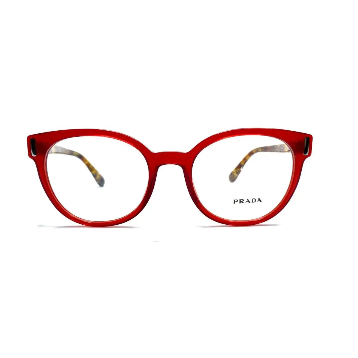 Prada Red Clear Oval Glasses Tortoise Temple Italy VPR06T ACB-101 52 20 135