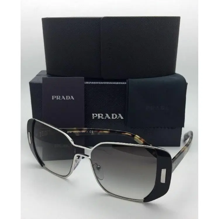 Prada Sunglasses Spr 59S 1AB-0A7 54-16 Silver Black Frame w/ Grey Gradient