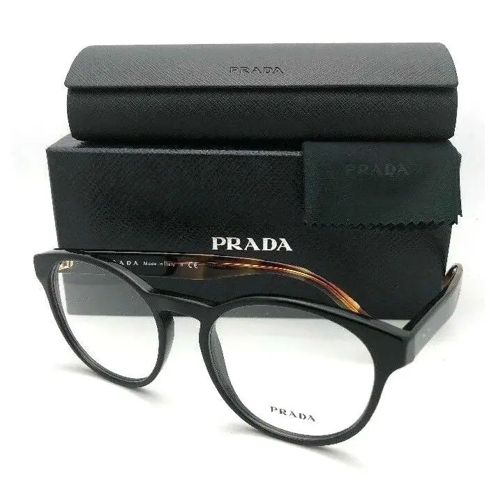Prada Eyeglasses Vpr 16T 1AB-1O1 52-18 140 Black Tortoise Round Style Frames