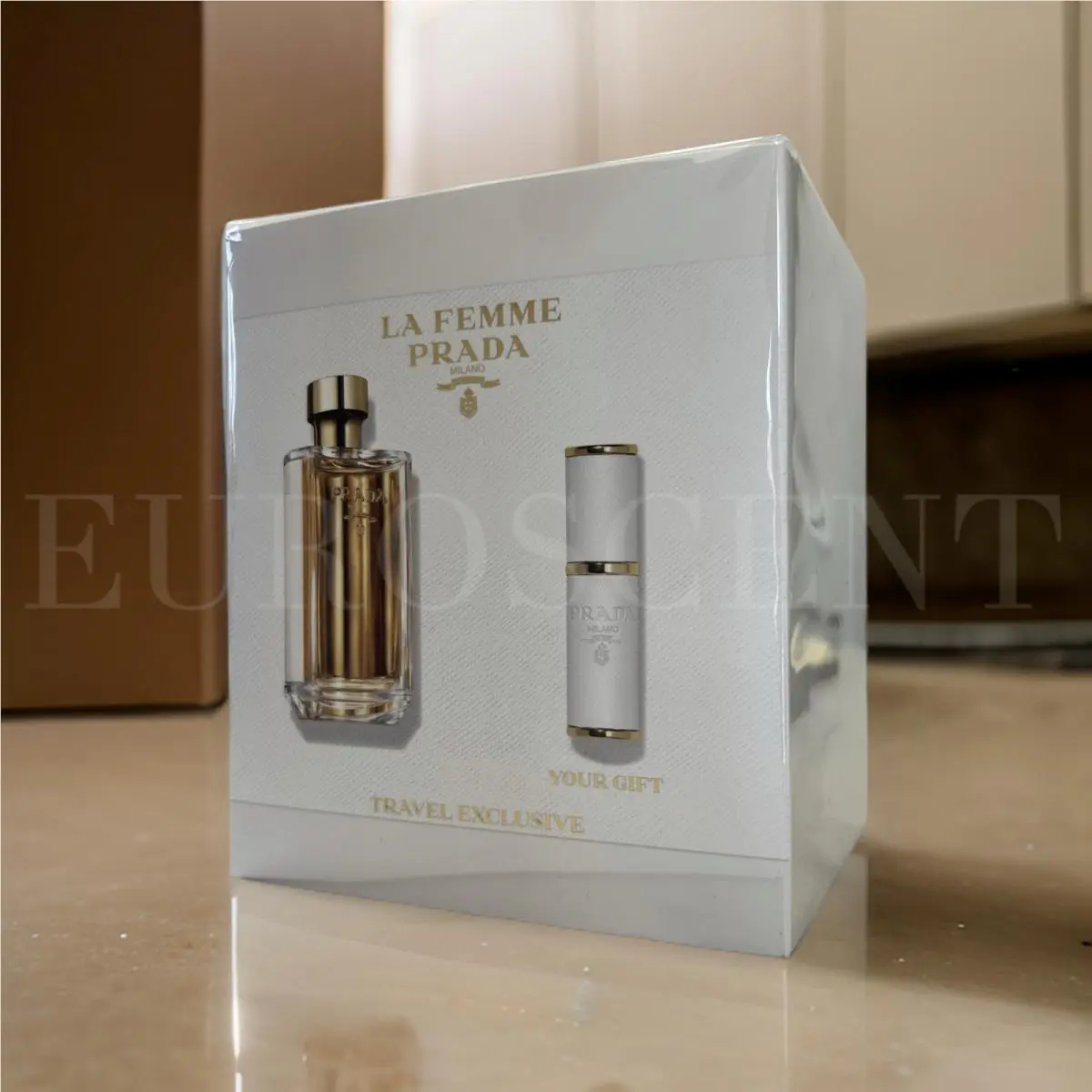Prada La Femme Travel Exclusuive 2pc Set Women`s Perfume Edp 100ml/3.4oz + .27oz