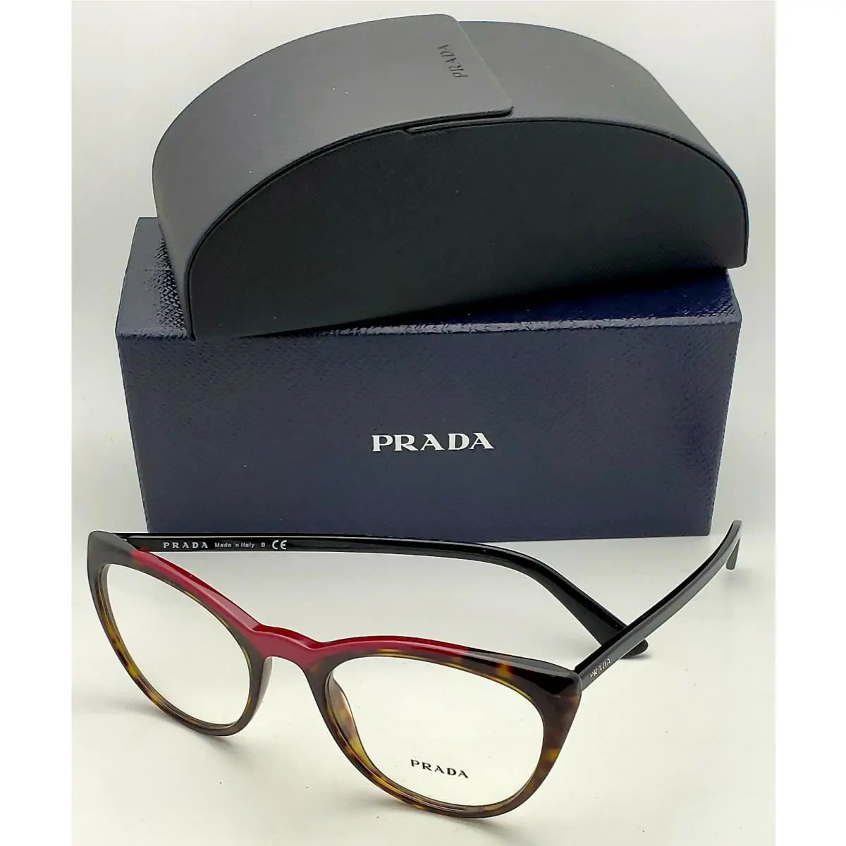 Rx-able Prada Eyeglasses Vpr 07V 320-1O1 53-20 Tortoise Red Cat-eye Frames