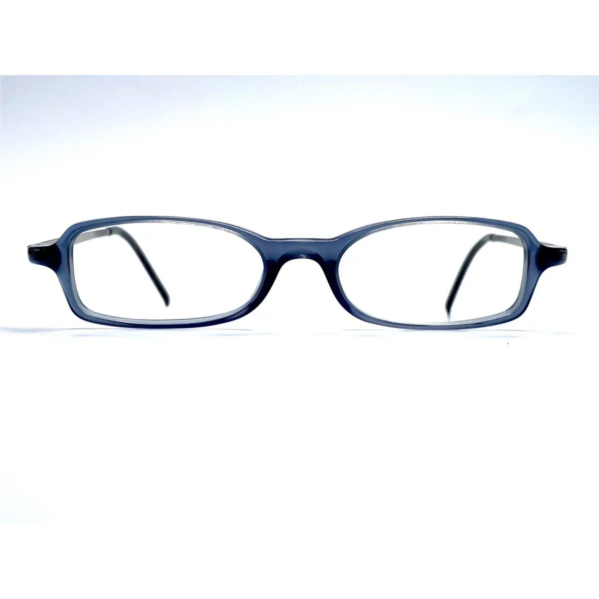 Prada Blue Gray Rectangular Glasses Silver Temples Italy VPR14E 47 17 140