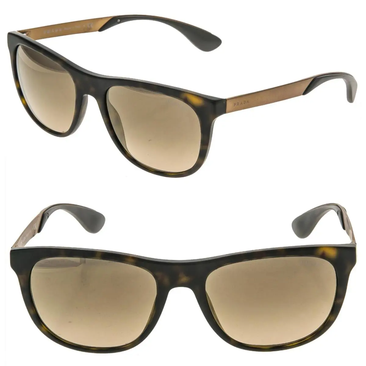 Prada 04S Sport Square PR04SS Brown Bronze Mirrored Metal Sunglasses Unisex