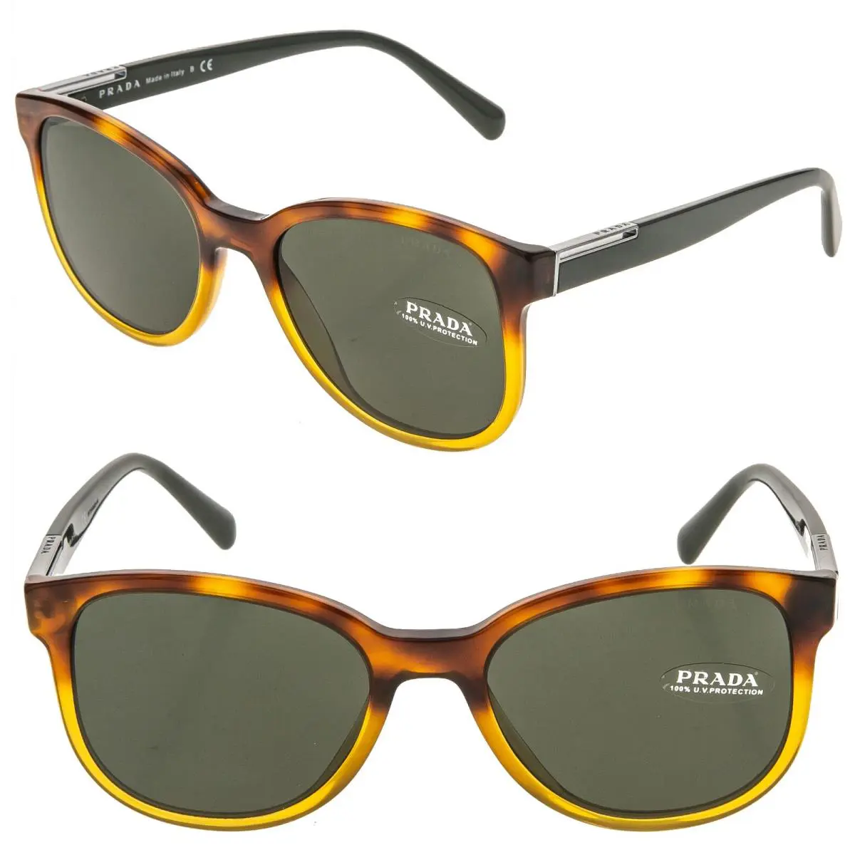 Prada Square 08U Brown Military Green Sunglasses PR08US Men Luxury