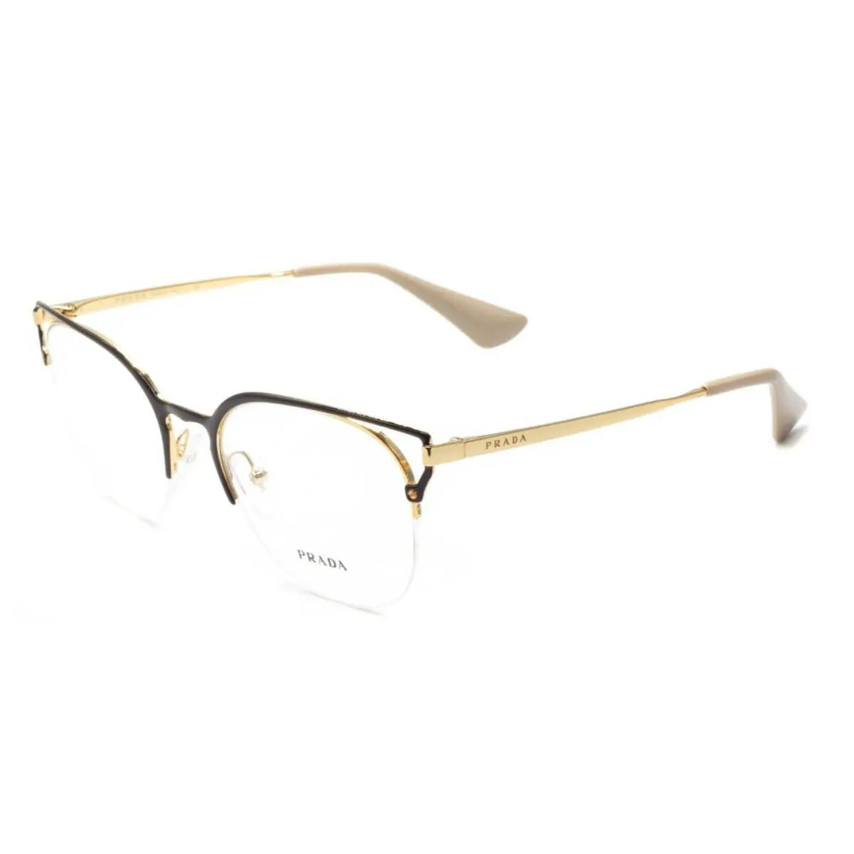 Rx-able Prada Eyeglasses Vpr 64U 98R-1O1 53-20 Brown Gold Cat-eye Frames