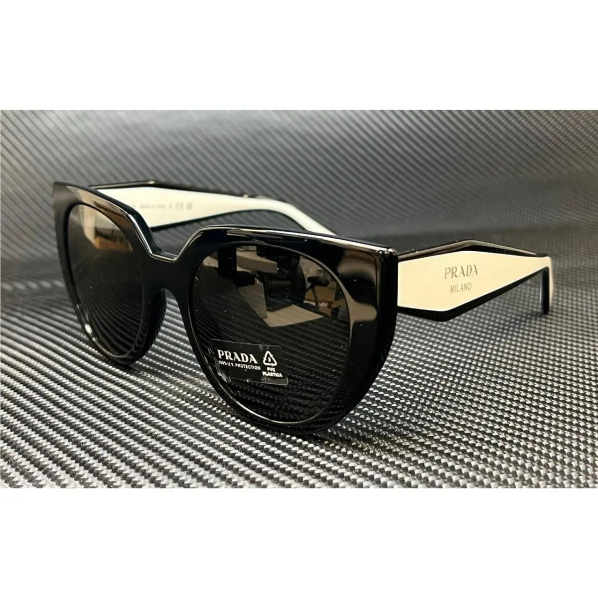 Prada PR 14WS 09Q5S0 Black White Grey 52 mm Women`s Sunglasses