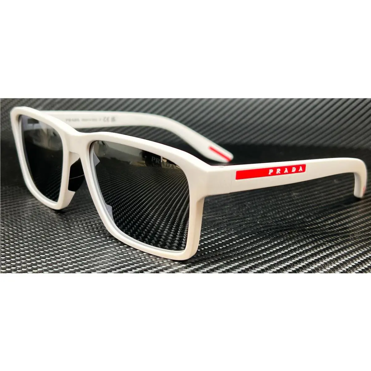 Prada Linea Rossa PS 05YS TWK40A White Rubber Blue Men`s 58 mm Sunglasses