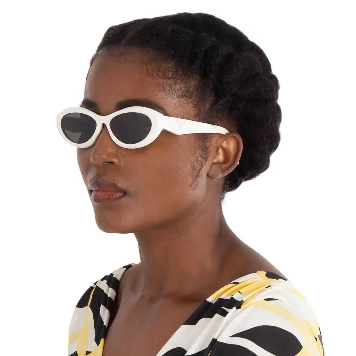 Dark Grey Oval Ladies Sunglasses PR 26ZS 17K08Z 55 PR 26ZS 17K08Z 55 by Prada