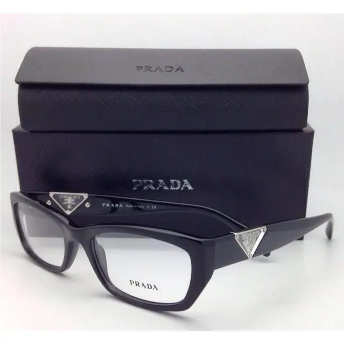 Prada Eyeglasses Vpr 10O 1AB-1O1 52-18 135 Black Plastic Cat-eye Frames
