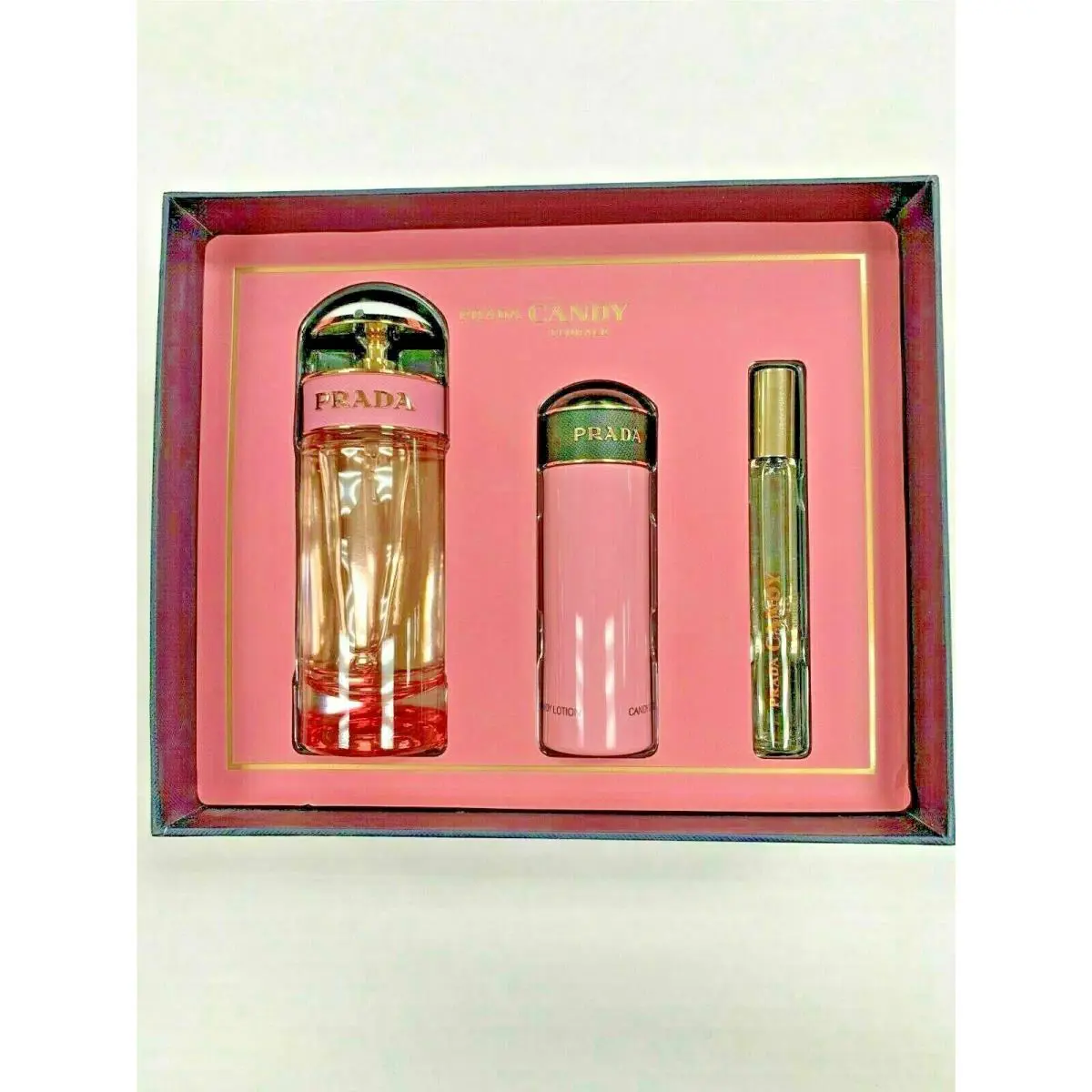 Prada Candy Florale 3 Piece Set 2.7 Oz Edt Spray +0.34Oz Edt Roll on +2.5Oz B/l