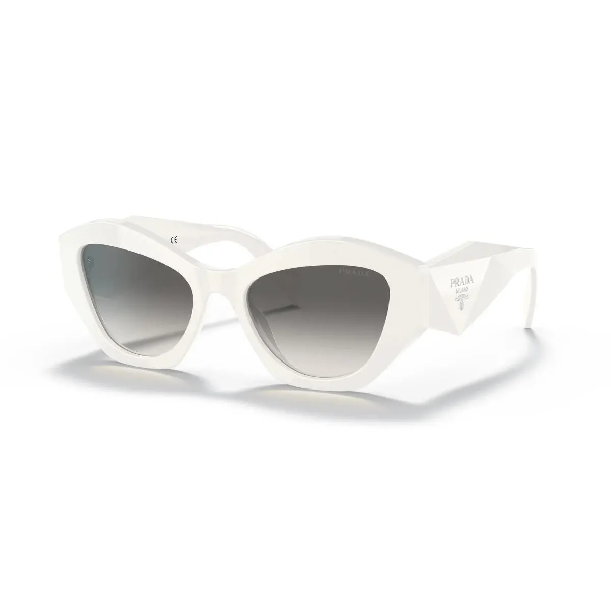 Sunglasses PR07YSF 142130 White Cat Eye Frame / Grey Gradient Lens 55mm by Prada