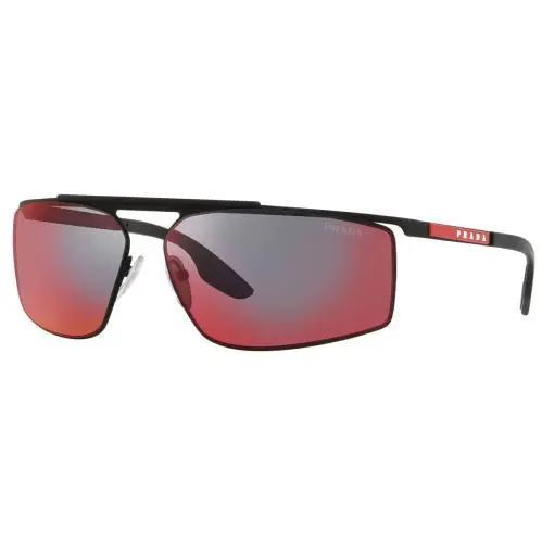 Prada Sunglasses PS51WS DG008F Black Rubber / Dark Grey Mirror Blue Red Lens