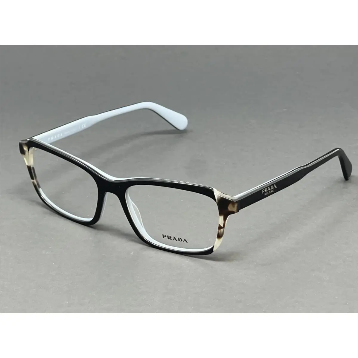 Prada PR01VV KHR1O1 Top Black Azure Spotted Brown 53mm Women`s Eyeglasses