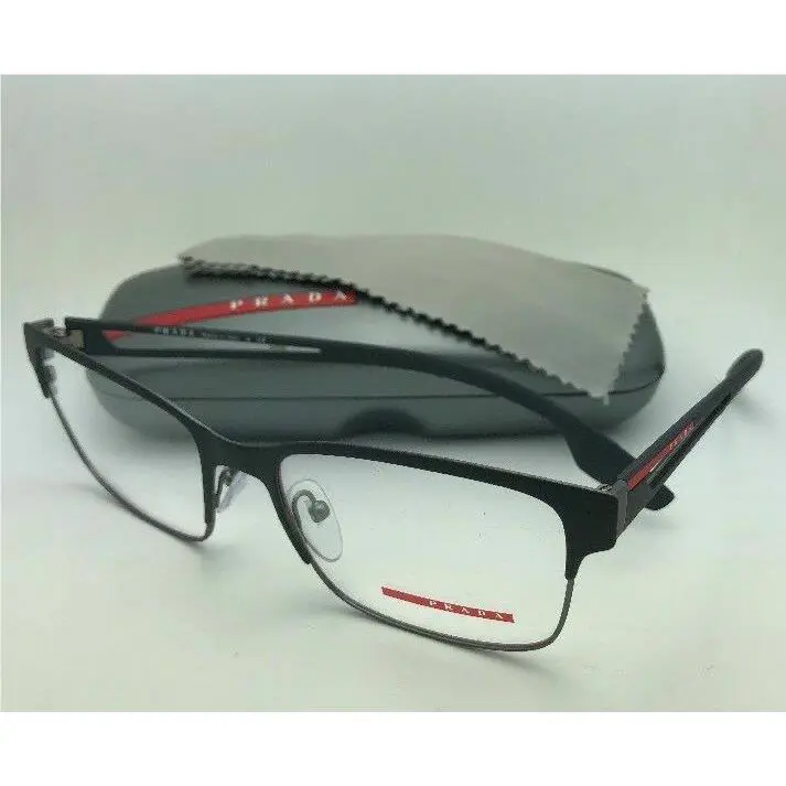 Prada Sport Eyeglasses Vps 55I 6BJ-1O1 55-18 Rubberized Black-gunmetal Frame
