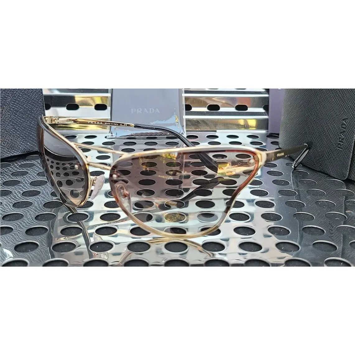 Prada Catwalk PR74VS Sunglasses Pale Gold w/ Gray Gradient Lenses