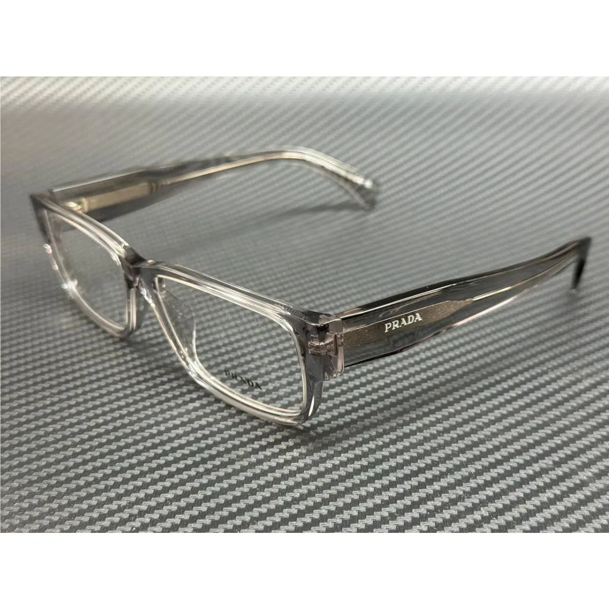 Prada PR B09V 16Z1O1 Transparent Grey Men`s 57 mm Eyeglasses
