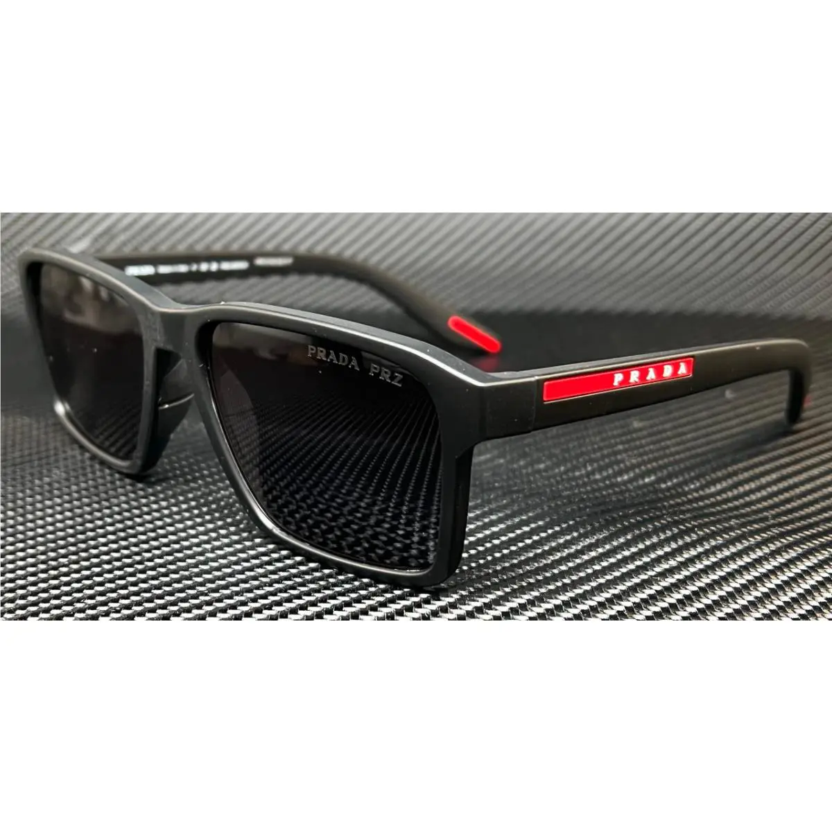 Prada Linea Rossa PS 05YS DG002G Black Rubber Polarized Men`s 58 mm Sunglasses