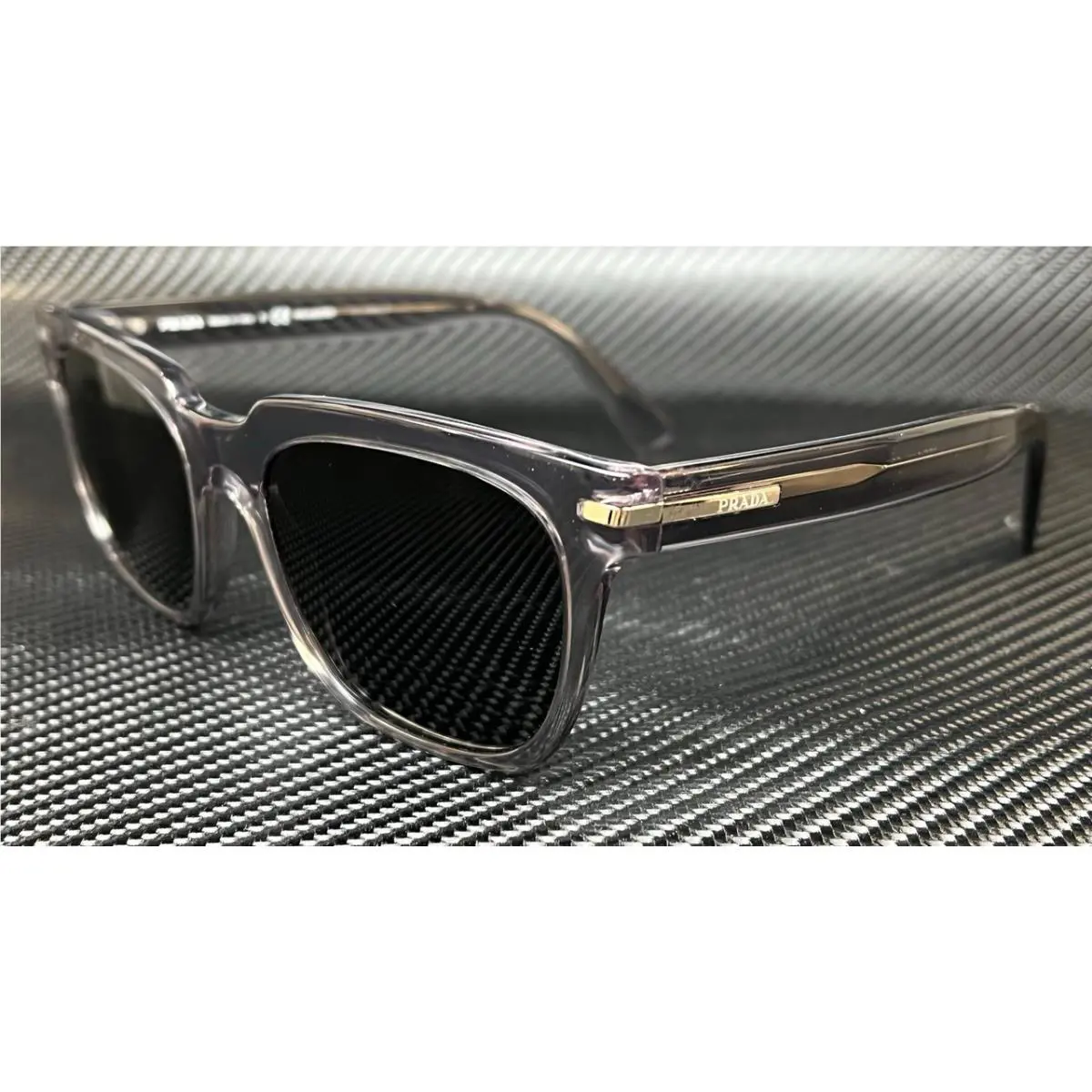 Prada PR 04YS 08U08G Transparent Grey Polarized Men`s 56 mm Sunglasses