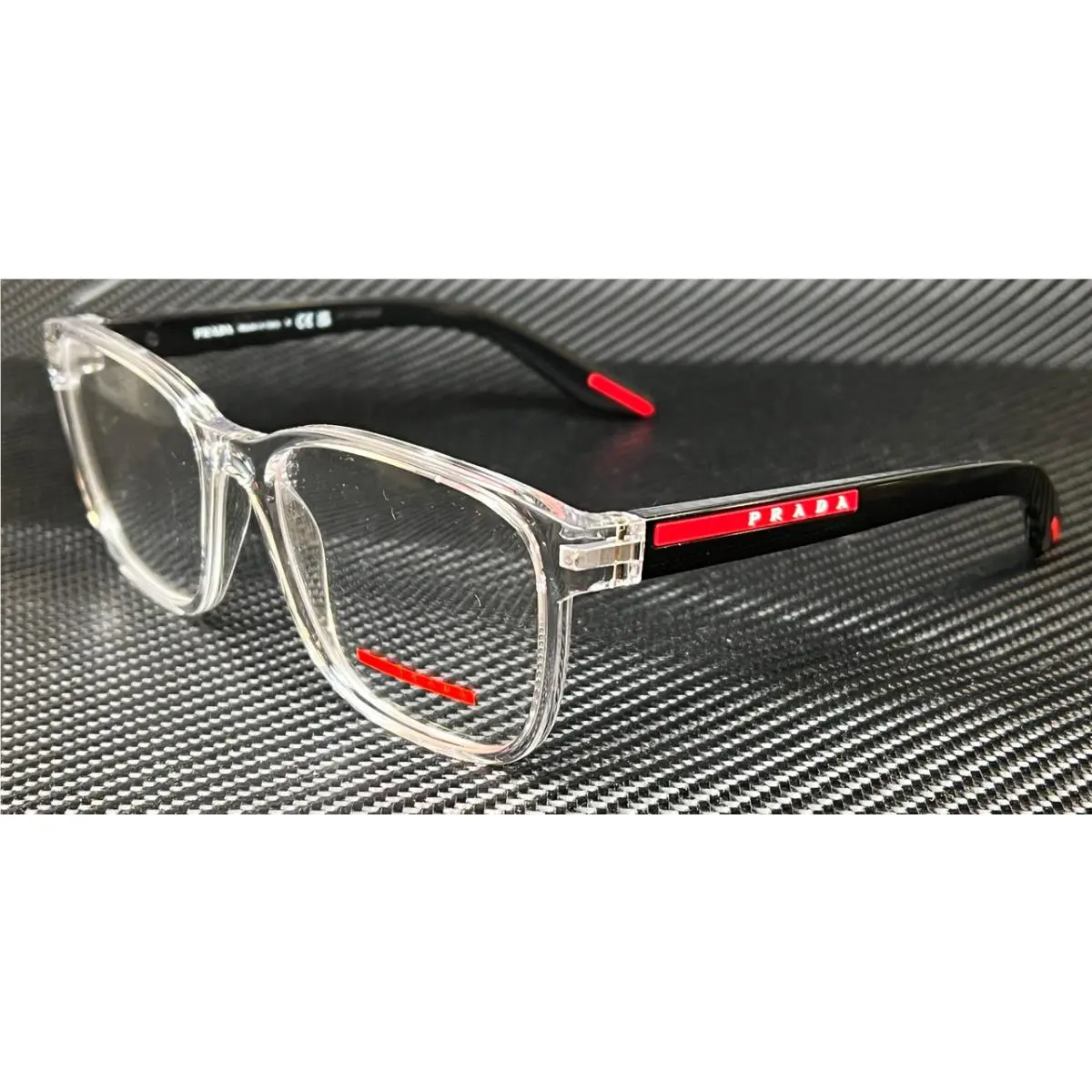 Prada Linea Rossa PS 06PV 2AZ1O1 Crystal Men`s 55 mm Eyeglasses