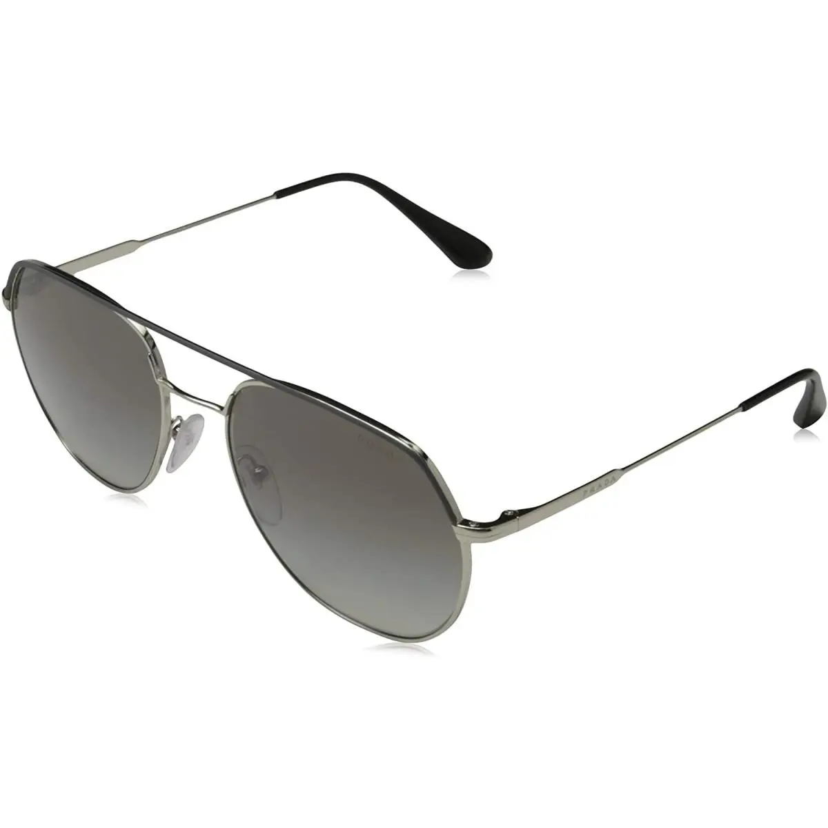 Prada Sunglasses 0PR 55US 3295O0 57 140 Pilot Eyeglasses - Frame: Silver, Lens: Gray