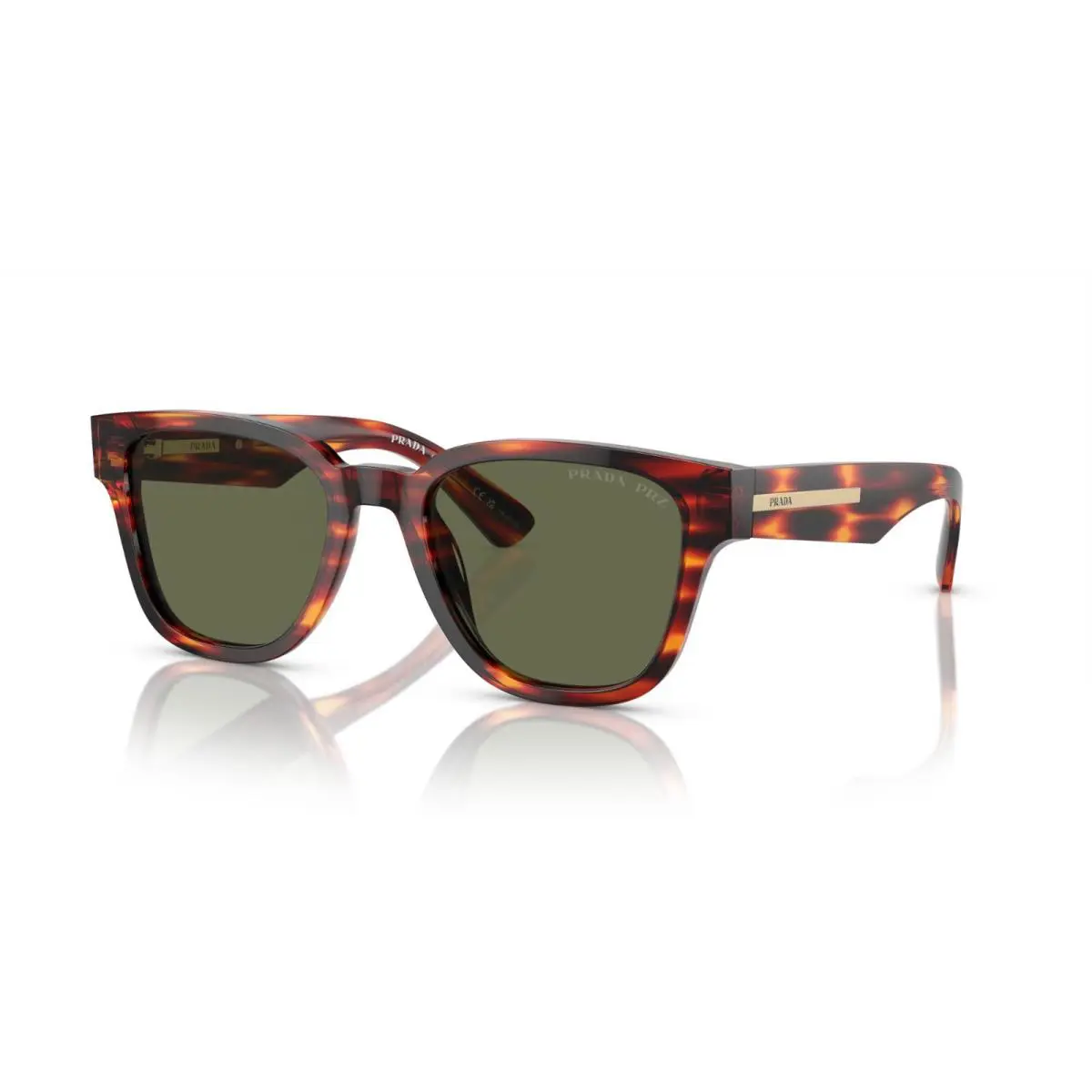 Prada PR A04S Red Havana/green Polarized 13O-03R Sunglasses