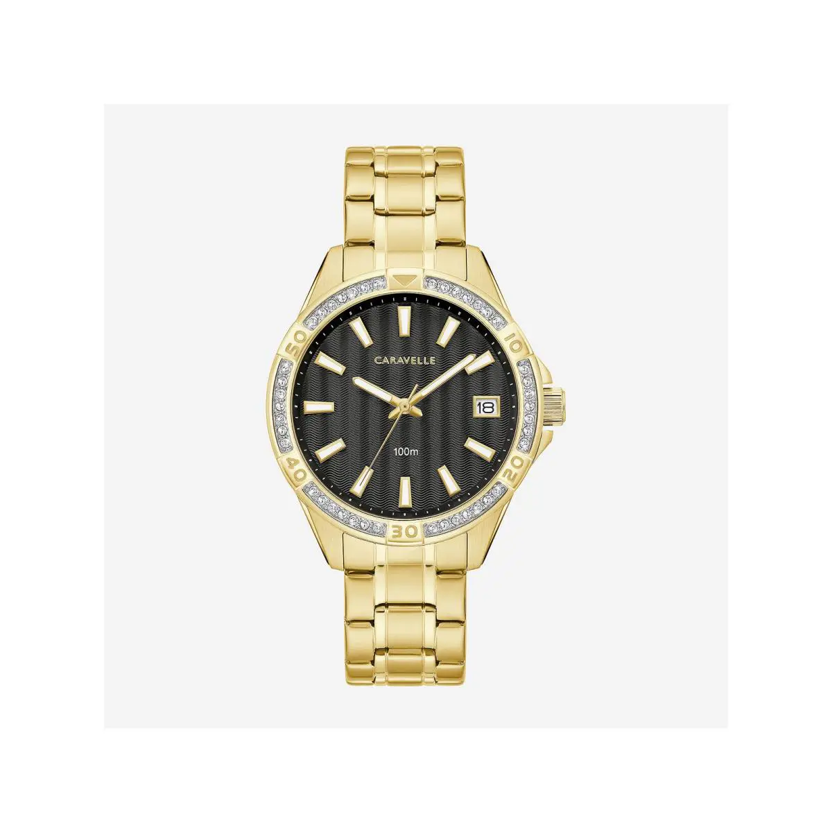 Designed By Bulova Aqualuxx Womens Crystal Accent Gold Tone Stainless by Caravelle