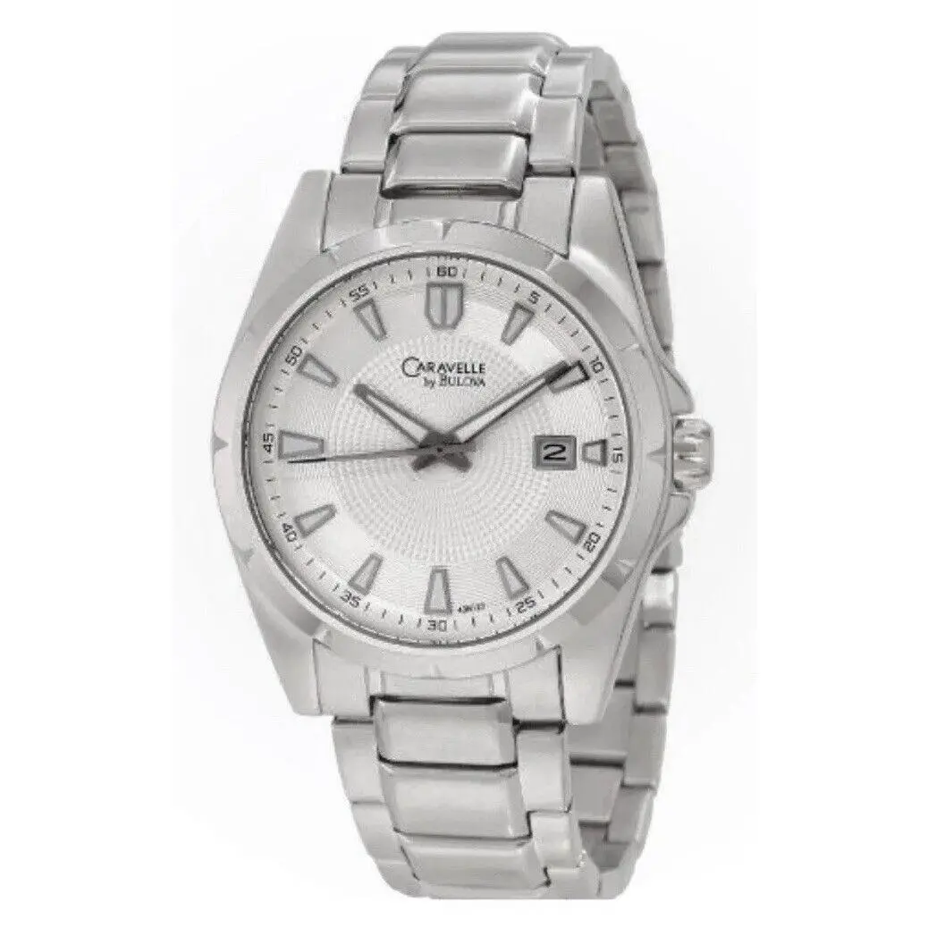 By Bulova Mens Wrist Watch 43B125 White/silver Dial Quartz by Caravelle
